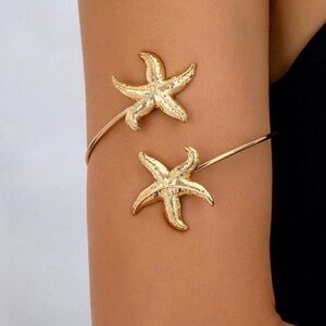 Fashion Gold-Tone Starfish Open Cuff Upper Arm Band Arm Cuff Bracelet